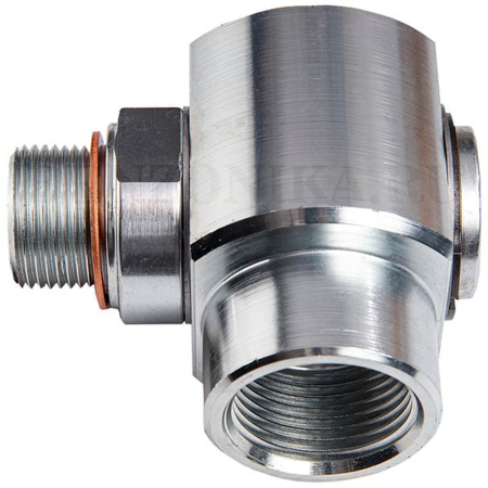 079-1772-006 Meclube (Италия) - Поворотное соединение F1" BSP - M3/4" BSP, угловое 90°, Оцинкованная сталь
