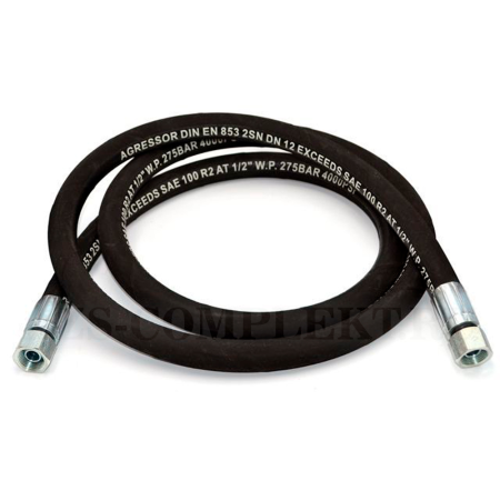 4502 Flexbimec (Италия) - Рукав SAE 100 R2 AT 1/4 для смазки, резьба 1/4 BSP F-F, 2 метра (400 Бар)