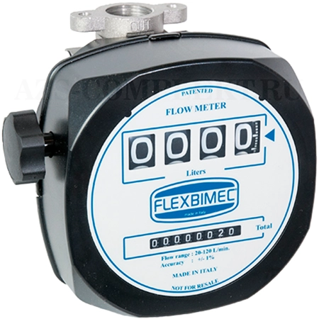 2865 Flexbimec (Италия) - Механический расходомер для дизтоплива, 20-120 л/мин, 1 BSP + фланец