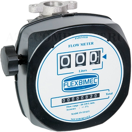2867 Flexbimec (Италия) - Механический расходомер для бензина и дизтоплива, 20-120 л/мин, 1 BSP + фланец